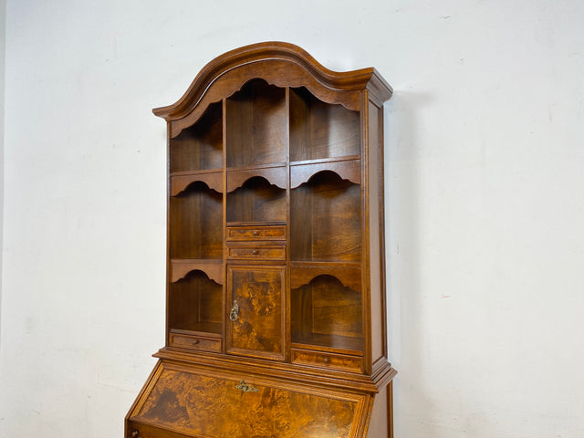 WMK Beautiful & high-quality vintage writing cabinet made of solid wood in English style with drawers & shelf attachment # Secretary attachment secretary shelf bookcase bookcase chest of drawers chest of drawers