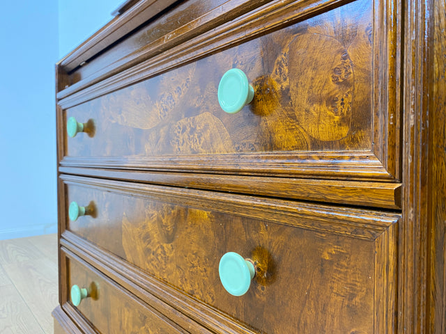 WMK Beautiful & high-quality vintage writing cabinet made of solid wood in English style with drawers & shelf attachment # Secretary attachment secretary shelf bookcase bookcase chest of drawers chest of drawers