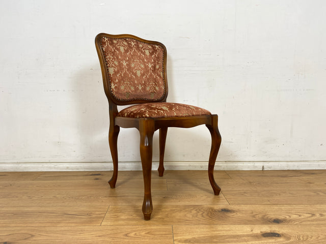 WMK Eleganter und sehr gut erhaltener Chippendale Stuhl mit hochwertigem Brokat Bezug in Altrosa & Nussbaum Holzrahmen # Esszimmerstuhl Küchenstuhl Holzstuhl Barock Rokoko Stilmöbel Vintage Boho