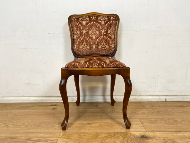 WMK Eleganter und sehr gut erhaltener Chippendale Stuhl mit hochwertigem Brokat Bezug in Altrosa & Nussbaum Holzrahmen # Esszimmerstuhl Küchenstuhl Holzstuhl Barock Rokoko Stilmöbel Vintage Boho