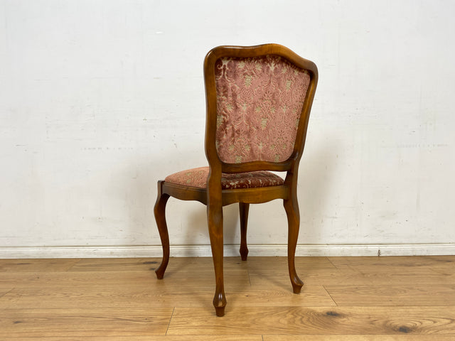 WMK Eleganter und sehr gut erhaltener Chippendale Stuhl mit hochwertigem Brokat Bezug in Altrosa & Nussbaum Holzrahmen # Esszimmerstuhl Küchenstuhl Holzstuhl Barock Rokoko Stilmöbel Vintage Boho