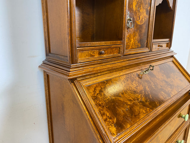 WMK Beautiful & high-quality vintage writing cabinet made of solid wood in English style with drawers & shelf attachment # Secretary attachment secretary shelf bookcase bookcase chest of drawers chest of drawers