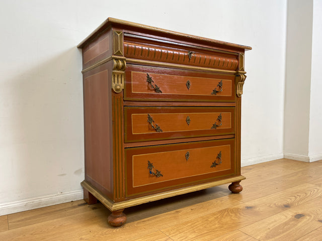 WMK I Imposante handbemalte antike Kommode aus vollem Holz mit Schubladen, Messinggriffen I Bauernkommode Wäschekommode Schubladenkommode Wickelkommode Schrank Anrichte Vintage Berlin Bonn Regensburg