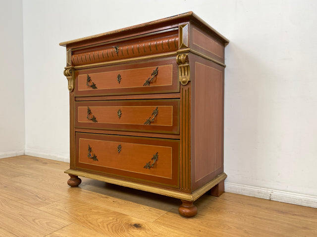 WMK I Imposante handbemalte antike Kommode aus vollem Holz mit Schubladen, Messinggriffen I Bauernkommode Wäschekommode Schubladenkommode Wickelkommode Schrank Anrichte Vintage Berlin Bonn Regensburg