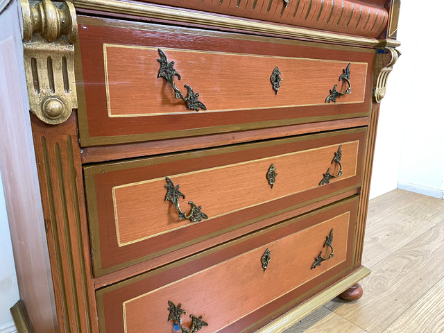 WMK I Imposante handbemalte antike Kommode aus vollem Holz mit Schubladen, Messinggriffen I Bauernkommode Wäschekommode Schubladenkommode Wickelkommode Schrank Anrichte Vintage Berlin Bonn Regensburg