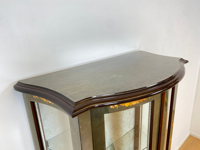 WMK I Hochwertige italienische Stilmöbel Vitrine im antiken Stil mit ovalen Gläsern & Intarsien I Vitrinenschrank Glasvitrine Sammlervitrine Geschirrschrank Barock Rokoko Louis XV Vintage Berlin Jena
