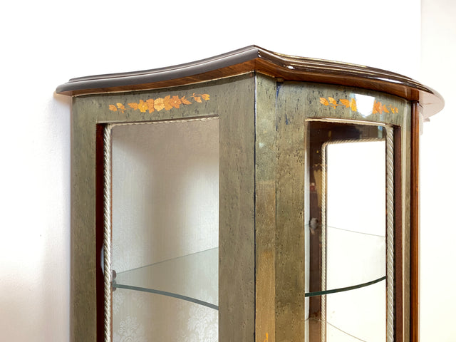 WMK I Hochwertige italienische Stilmöbel Vitrine im antiken Stil mit ovalen Gläsern & Intarsien I Vitrinenschrank Glasvitrine Sammlervitrine Geschirrschrank Barock Rokoko Louis XV Vintage Berlin Jena