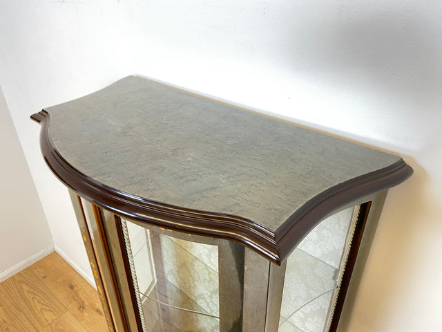 WMK I Hochwertige italienische Stilmöbel Vitrine im antiken Stil mit ovalen Gläsern & Intarsien I Vitrinenschrank Glasvitrine Sammlervitrine Geschirrschrank Barock Rokoko Louis XV Vintage Berlin Jena