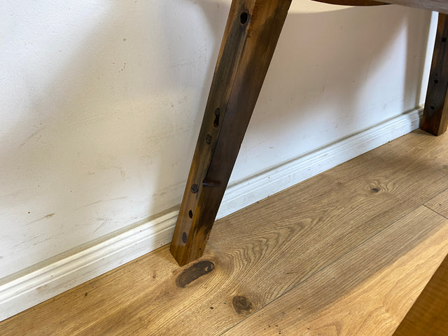 Boatwood by WMK # Formschöner und sehr robuster Hocker aus altem Bootsholz, ein handgefertigtes Unikat aus massivem Teakholz # Sitzhocker Fußhocker Schemel Taburett Sitz Holzhocker Stuhl Bootsmöbel Treibholz Teak