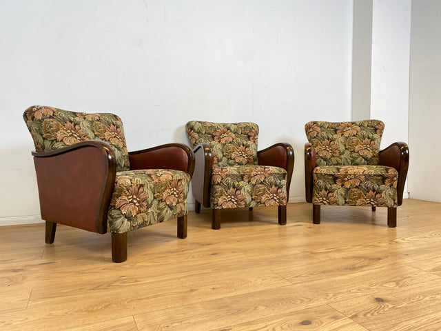 WMK 1/3 Ganz wunderbarer und besonders gut erhaltener 30er Jahre Art Deco Sessel mit floralem Originalbezug & bequemen Federkern # Clubsessel Loungesessel antiker Lesesessel Vintage # Versand möglich