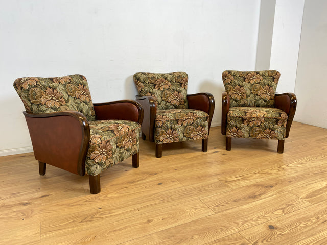WMK 1/3 Ganz wunderbarer und besonders gut erhaltener 30er Jahre Art Deco Sessel mit floralem Originalbezug & bequemen Federkern # Clubsessel Loungesessel antiker Lesesessel Vintage # Versand möglich