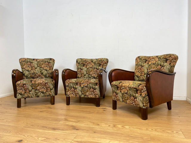 WMK 1/3 Ganz wunderbarer und besonders gut erhaltener 30er Jahre Art Deco Sessel mit floralem Originalbezug & bequemen Federkern # Clubsessel Loungesessel antiker Lesesessel Vintage # Versand möglich