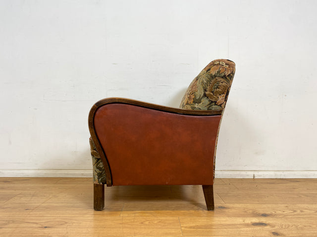 WMK 1/2 Ganz wunderbarer und besonders gut erhaltener 30er Jahre Art Deco Sessel mit floralem Originalbezug & bequemen Federkern # Clubsessel Loungesessel antiker Lesesessel Vintage # Versand möglich