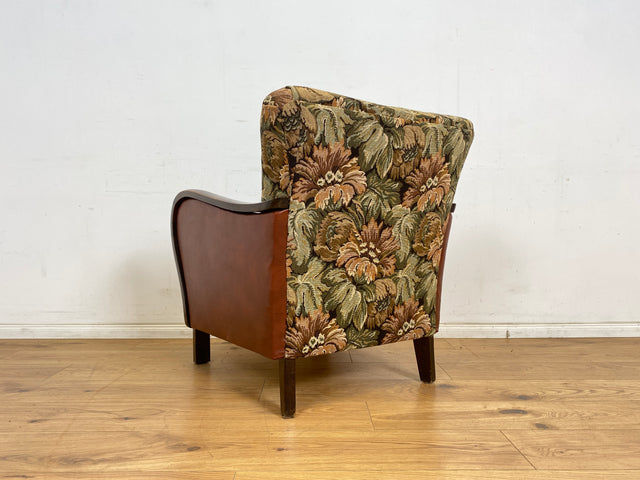 WMK 1/2 Ganz wunderbarer und besonders gut erhaltener 30er Jahre Art Deco Sessel mit floralem Originalbezug & bequemen Federkern # Clubsessel Loungesessel antiker Lesesessel Vintage # Versand möglich
