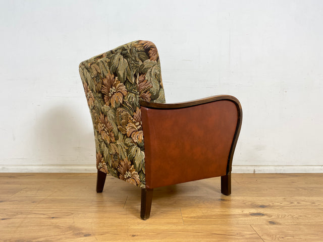 WMK 1/2 Ganz wunderbarer und besonders gut erhaltener 30er Jahre Art Deco Sessel mit floralem Originalbezug & bequemen Federkern # Clubsessel Loungesessel antiker Lesesessel Vintage # Versand möglich