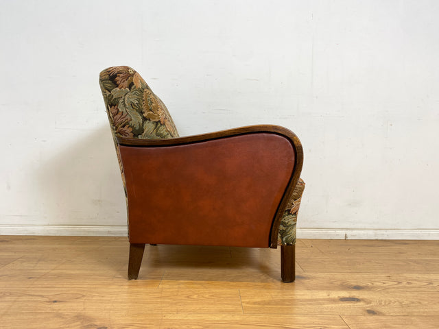WMK 1/2 Ganz wunderbarer und besonders gut erhaltener 30er Jahre Art Deco Sessel mit floralem Originalbezug & bequemen Federkern # Clubsessel Loungesessel antiker Lesesessel Vintage # Versand möglich