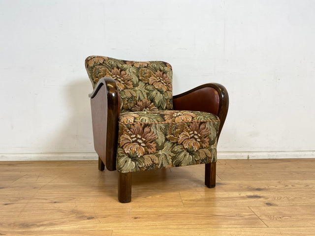 WMK 1/2 Ganz wunderbarer und besonders gut erhaltener 30er Jahre Art Deco Sessel mit floralem Originalbezug & bequemen Federkern # Clubsessel Loungesessel antiker Lesesessel Vintage # Versand möglich