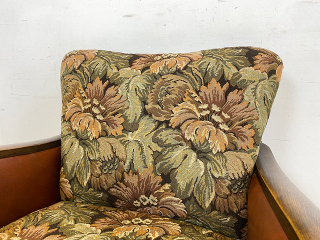 WMK 1/2 Ganz wunderbarer und besonders gut erhaltener 30er Jahre Art Deco Sessel mit floralem Originalbezug & bequemen Federkern # Clubsessel Loungesessel antiker Lesesessel Vintage # Versand möglich