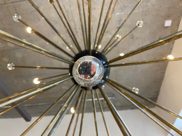 WMK Der Designklassiker! Berühmter und vollfunktionsfähiger Space Age Kronleuchter "Sputnik" in größter Ausführung (Ø150cm) aus Messing mit Murano Glaskugeln # Chandelier Deckenlampe Starbust Vintage