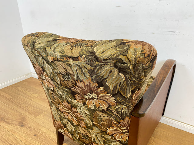 WMK 1/2 Ganz wunderbarer und besonders gut erhaltener 30er Jahre Art Deco Sessel mit floralem Originalbezug & bequemen Federkern # Clubsessel Loungesessel antiker Lesesessel Vintage # Versand möglich