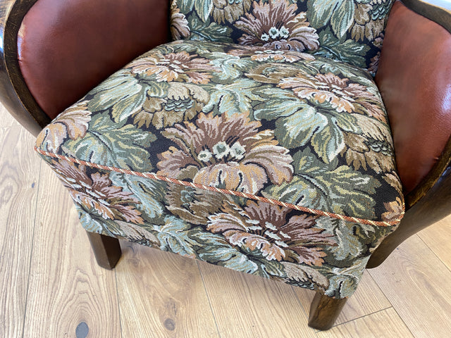 WMK 1/2 Ganz wunderbarer und besonders gut erhaltener 30er Jahre Art Deco Sessel mit floralem Originalbezug & bequemen Federkern # Clubsessel Loungesessel antiker Lesesessel Vintage # Versand möglich
