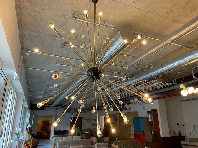 WMK Der Designklassiker! Berühmter und vollfunktionsfähiger Space Age Kronleuchter "Sputnik" in größter Ausführung (Ø150cm) aus Messing mit Murano Glaskugeln # Chandelier Deckenlampe Starbust Vintage