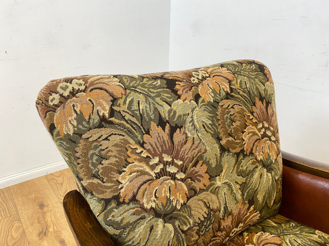 WMK 1/2 Ganz wunderbarer und besonders gut erhaltener 30er Jahre Art Deco Sessel mit floralem Originalbezug & bequemen Federkern # Clubsessel Loungesessel antiker Lesesessel Vintage # Versand möglich