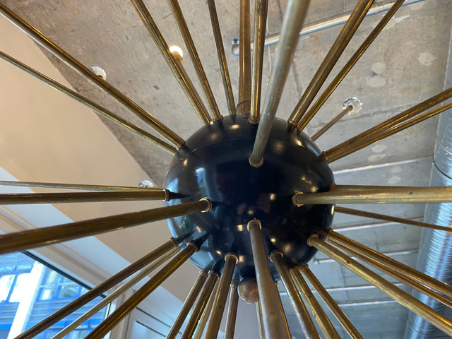 WMK Der Designklassiker! Berühmter und vollfunktionsfähiger Space Age Kronleuchter "Sputnik" in größter Ausführung (Ø150cm) aus Messing mit Murano Glaskugeln # Chandelier Deckenlampe Starbust Vintage