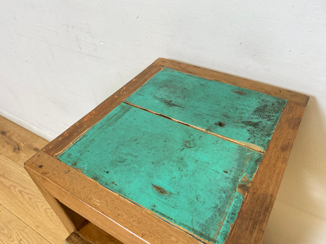 Boatwood by WMK I Meeresblauer großer Nachttisch handgefertigt aus altem Bootsholz I Teakholz massiv I Nachtkommode Nachtschrank Nachtschränkchen Kommode Beistelltisch Ablage I Berlin Köln Hannover