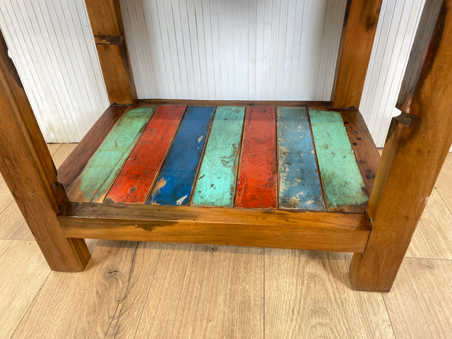 Boatwood by WMK # Sehr schöne Kommode aus altem Bootsholz mit Schublade & Ablage, ein handgefertigtes Unikat aus massivem Teakholz # Beistelltisch Flurkommode Küchenschrank Konsole Nachttisch Teak