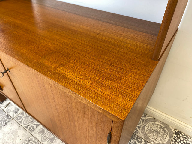 WMK Minimalistisches skandinavisches Highboard mit Schubalden und sehr hübschen Holzgriffen im Teakholz # Schrank Wäscheschrank Bücherschrank Sideboard Kommode Teak Danish Design Vintage Mid-Century