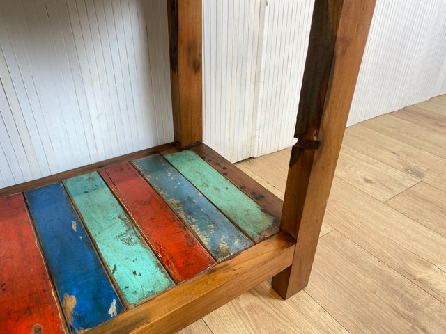 Boatwood by WMK # Sehr schöne Kommode aus altem Bootsholz mit Schublade & Ablage, ein handgefertigtes Unikat aus massivem Teakholz # Beistelltisch Flurkommode Küchenschrank Konsole Nachttisch Teak