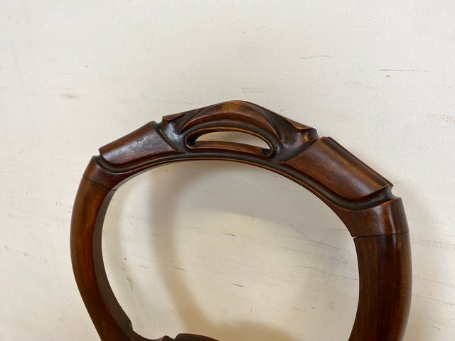 WMK Vornehmer und gut erhaltener antiker Esszimmerstuhl mir hochwertigem Sitzbezug, reichverziertem Rahmen & bequemen Federkern # Stuhl Küchenstuhl Louis Philipp Barock Rokoko Biedermeier Vintage