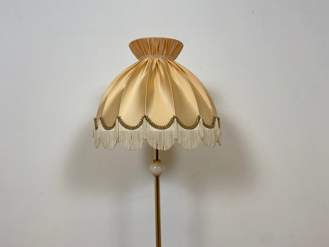 WMK Wunderschöne & sehr gut erhaltene 70er Jahre Stehlampe mit tollem Lampenschirm und Messing Lampenfuß mit edlen Marmorelementen # Lampe Stehleuchte Leselampe Leuchte Retro Mid-Century 60er Vintage