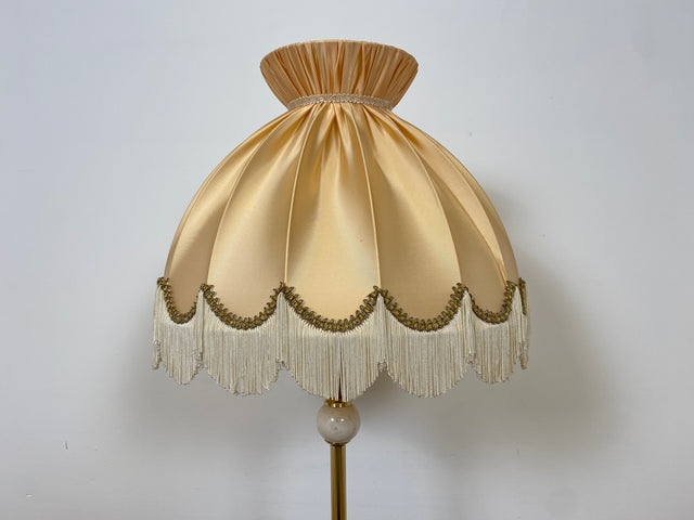 WMK Wunderschöne & sehr gut erhaltene 70er Jahre Stehlampe mit tollem Lampenschirm und Messing Lampenfuß mit edlen Marmorelementen # Lampe Stehleuchte Leselampe Leuchte Retro Mid-Century 60er Vintage