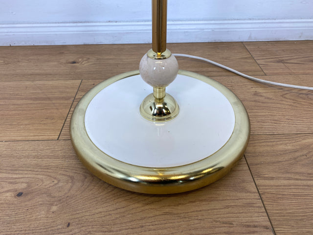 WMK Wunderschöne & sehr gut erhaltene 70er Jahre Stehlampe mit tollem Lampenschirm und Messing Lampenfuß mit edlen Marmorelementen # Lampe Stehleuchte Leselampe Leuchte Retro Mid-Century 60er Vintage