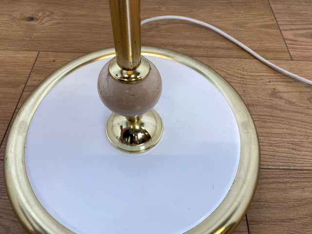 WMK Wunderschöne & sehr gut erhaltene 70er Jahre Stehlampe mit tollem Lampenschirm und Messing Lampenfuß mit edlen Marmorelementen # Lampe Stehleuchte Leselampe Leuchte Retro Mid-Century 60er Vintage
