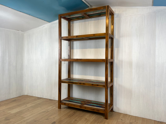 Boatwood by WMK # Schönes, sehr stabiles und hochwertiges Regal aus altem Bootsholz, ein handgefertigtes Unikat aus massivem Teakholz # Holzregal Bücherregal Küchenregal Bücherschrank Teak Bootsmöbel
