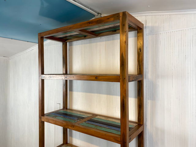 Boatwood by WMK # Schönes, sehr stabiles und hochwertiges Regal aus altem Bootsholz, ein handgefertigtes Unikat aus massivem Teakholz # Holzregal Bücherregal Küchenregal Bücherschrank Teak Bootsmöbel