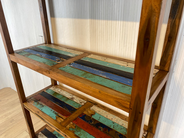 Boatwood by WMK # Schönes, sehr stabiles und hochwertiges Regal aus altem Bootsholz, ein handgefertigtes Unikat aus massivem Teakholz # Holzregal Bücherregal Küchenregal Bücherschrank Teak Bootsmöbel