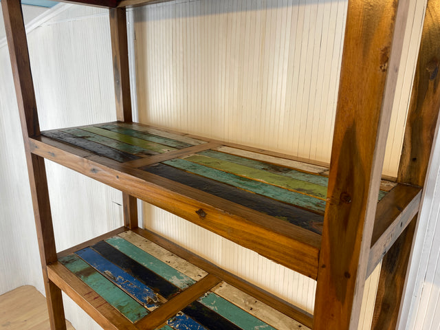 Boatwood by WMK # Schönes, sehr stabiles und hochwertiges Regal aus altem Bootsholz, ein handgefertigtes Unikat aus massivem Teakholz # Holzregal Bücherregal Küchenregal Bücherschrank Teak Bootsmöbel