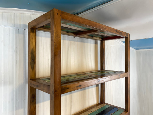 Boatwood by WMK # Schönes, sehr stabiles und hochwertiges Regal aus altem Bootsholz, ein handgefertigtes Unikat aus massivem Teakholz # Holzregal Bücherregal Küchenregal Bücherschrank Teak Bootsmöbel