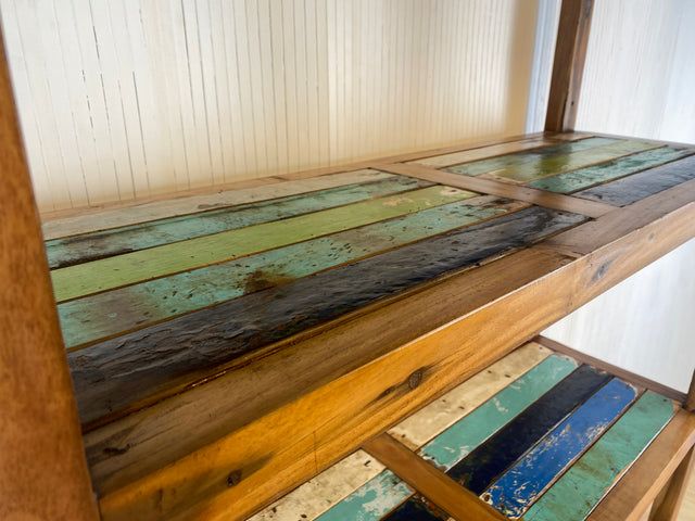 Boatwood by WMK # Schönes, sehr stabiles und hochwertiges Regal aus altem Bootsholz, ein handgefertigtes Unikat aus massivem Teakholz # Holzregal Bücherregal Küchenregal Bücherschrank Teak Bootsmöbel