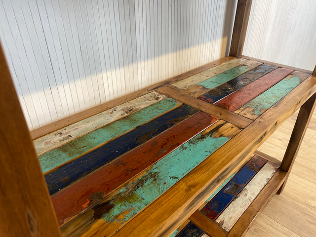 Boatwood by WMK # Schönes, sehr stabiles und hochwertiges Regal aus altem Bootsholz, ein handgefertigtes Unikat aus massivem Teakholz # Holzregal Bücherregal Küchenregal Bücherschrank Teak Bootsmöbel