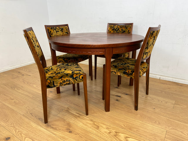 WMK Set aus 4 sehr gut erhaltenen skandinavischen Designerstühlen von Svegards Markaryd aus Palisander + Originalbezug # Stühle Esszimmerstühle Dining Chairs Vintage Mid-Century Rosewood Danish Design