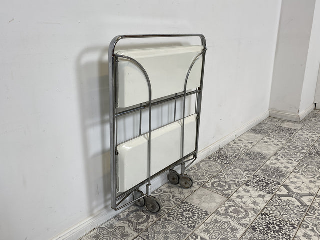 WMK Der Design Klassiker! Kultiger & sehr gut erhaltener faltbarer Dinette Servierwagen von Bremshey Solingen aus 1960er Jahren # Teewagen Barwagen Beistelltisch Couchtisch Industrial Design Vintage