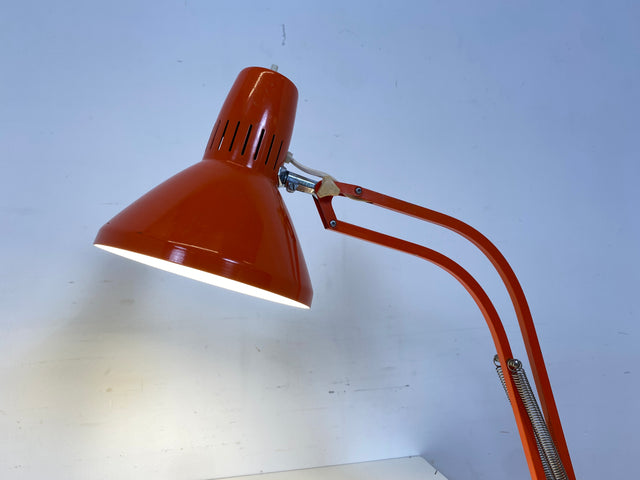 WMK Kultige & sehr gut erhaltene verstellbare skandinavische Space Age Tischlampe aus Metall in Rot # Gelenkleuchte Gelenklampe Ledu Lampe Leuchte Leselampe Architekten Arbeitsleuchte 60er 70er Retro