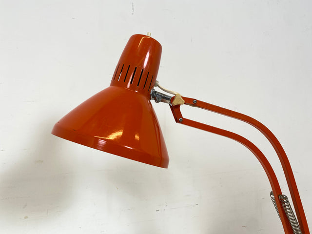 WMK Kultige & sehr gut erhaltene verstellbare skandinavische Space Age Tischlampe aus Metall in Rot # Gelenkleuchte Gelenklampe Ledu Lampe Leuchte Leselampe Architekten Arbeitsleuchte 60er 70er Retro