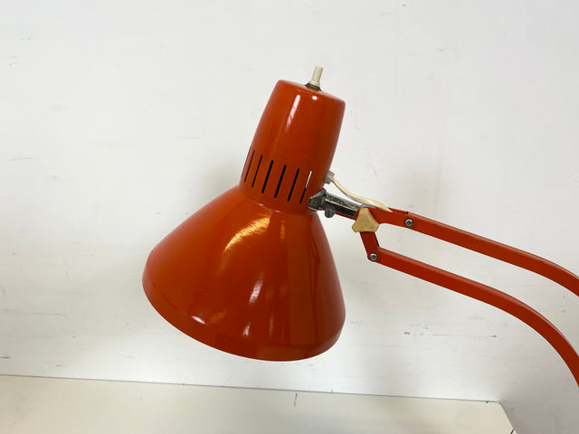 WMK Kultige & sehr gut erhaltene verstellbare skandinavische Space Age Tischlampe aus Metall in Rot # Gelenkleuchte Gelenklampe Ledu Lampe Leuchte Leselampe Architekten Arbeitsleuchte 60er 70er Retro