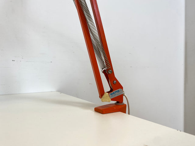 WMK Kultige & sehr gut erhaltene verstellbare skandinavische Space Age Tischlampe aus Metall in Rot # Gelenkleuchte Gelenklampe Ledu Lampe Leuchte Leselampe Architekten Arbeitsleuchte 60er 70er Retro